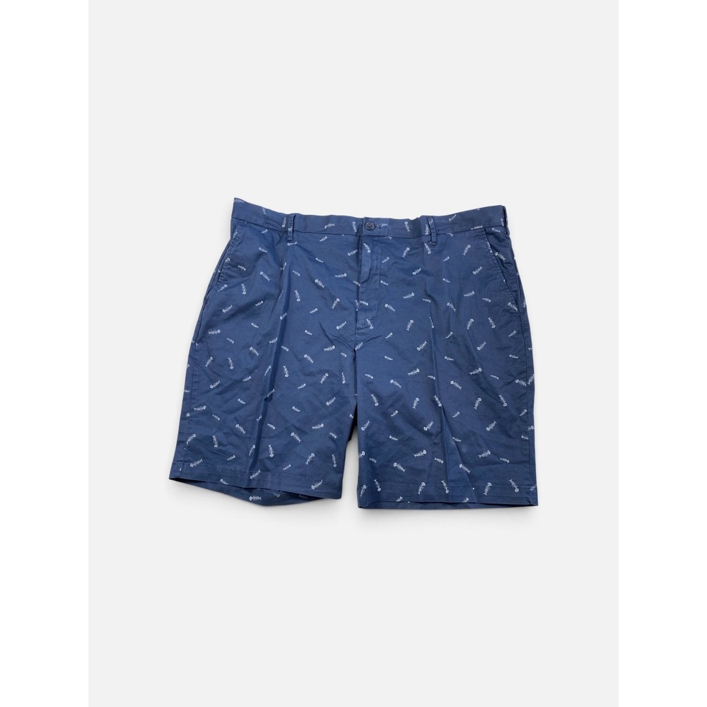 IZOD SportFlex Men's 42 Navy Fish Skeleton Print Golf Shorts 9.5" NWT
